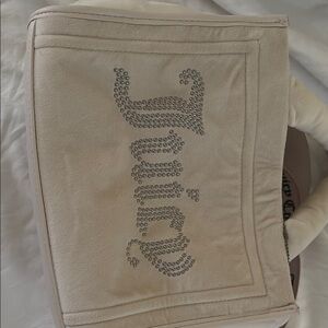 Mini/Small Juicy Couture Beige Tote Bag with Rhinestone Logo
